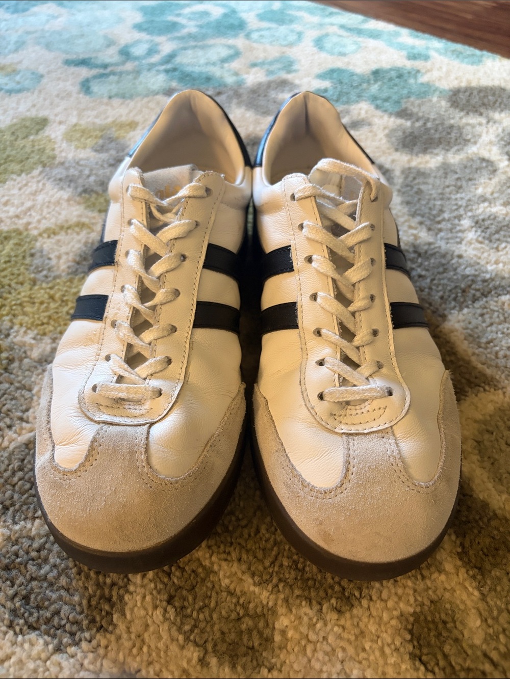 Gola White Sneakers with Black Stripes